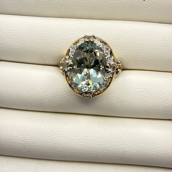 Victoria Wieck Ring Green Prasiolite Sterling Silver 925 Oval 8 Gold Clad HSN - Picture 4 of 11